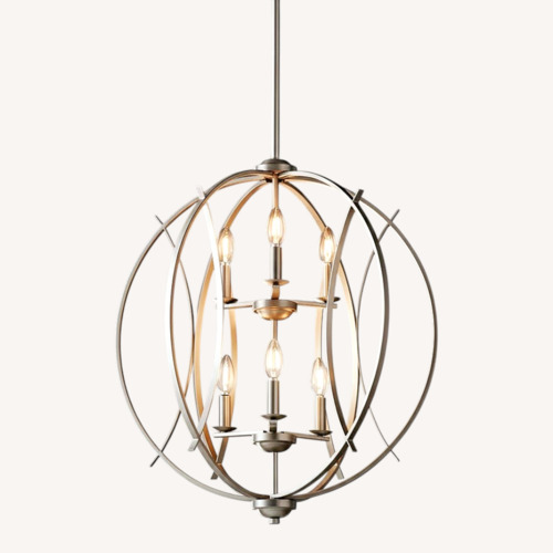 Used Euro Design Brushed Nickel Orb Pendant Chandelier for sale on AptDeco