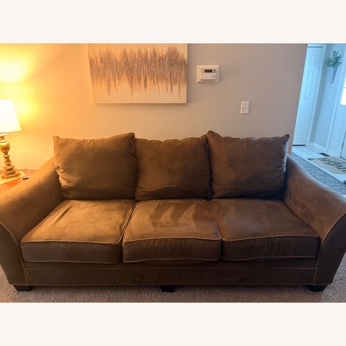 Used Dark Brown Fabric Oversized Sofa & Loveseat for sale on AptDeco