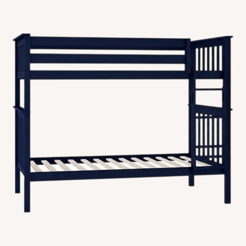 Used Navy Wood Twin Over Twin Bunk Beds  for sale on AptDeco