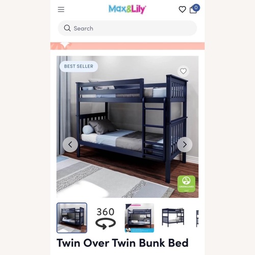 Used Navy Wood Twin Over Twin Bunk Beds  for sale on AptDeco