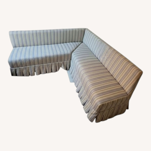Used Custom L-Shaped Banquette, Designer Ticking Stripe for sale on AptDeco