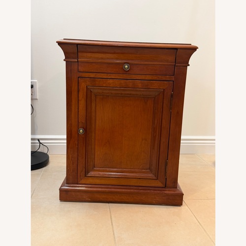 Used Ethan Allen Dark Brown Wood Nightstand for sale on AptDeco