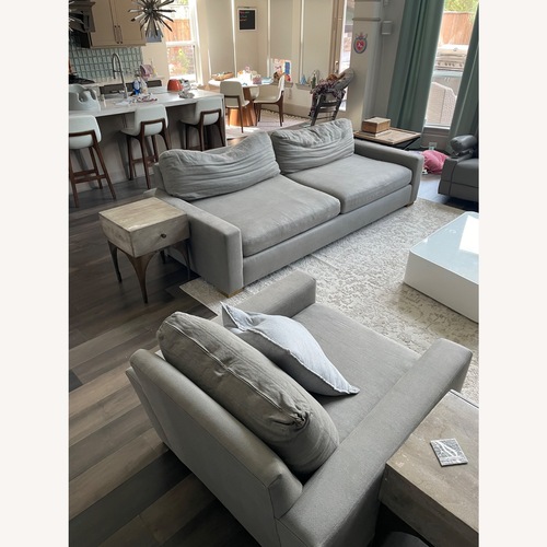 Used Restoration Hardware Maxwell Light Gray Linen Armchair for sale on AptDeco