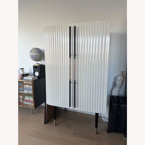 Used CB2 Crimped White Lacquered Wardrobe for sale on AptDeco
