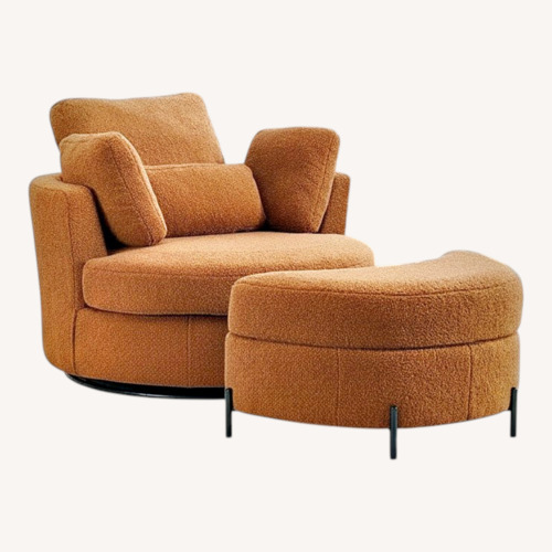Used Amazon Light Brown Boucle Ottoman for sale on AptDeco