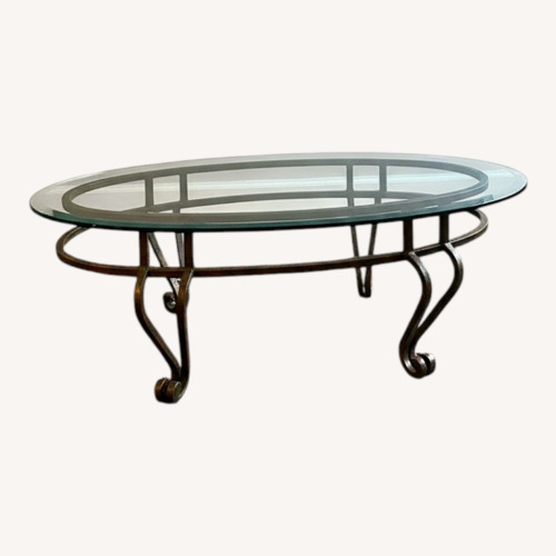 Used Glass Coffee Table with Bronze/Gold Base for sale on AptDeco