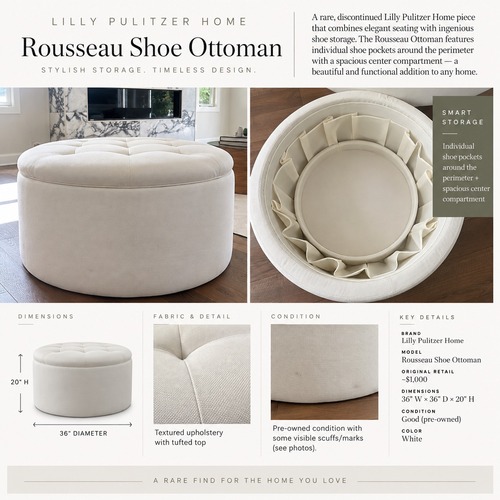 Used Lilly Pulitzer Rousseau Shoe Ottoman for sale on AptDeco