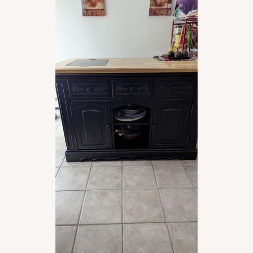 Used J.C. Penny Black Wood Kitchen Island for sale on AptDeco