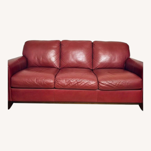 Used Raymour & Flanigan Red Leather 3+ Seater Sofa for sale on AptDeco