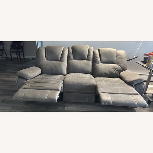 Used Dark Gray Leather 3+ Seater Sofa for sale on AptDeco