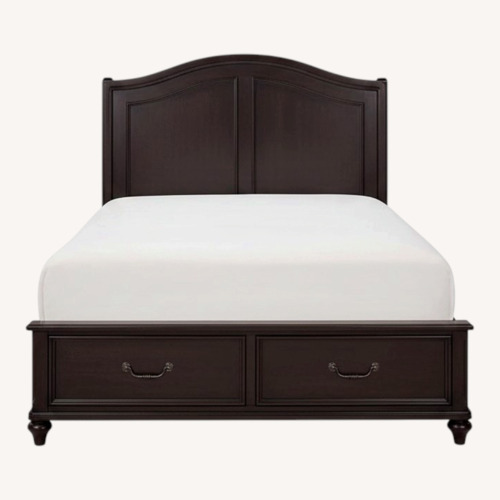 Used Raymour & Flanigan Black Wood King Bed for sale on AptDeco