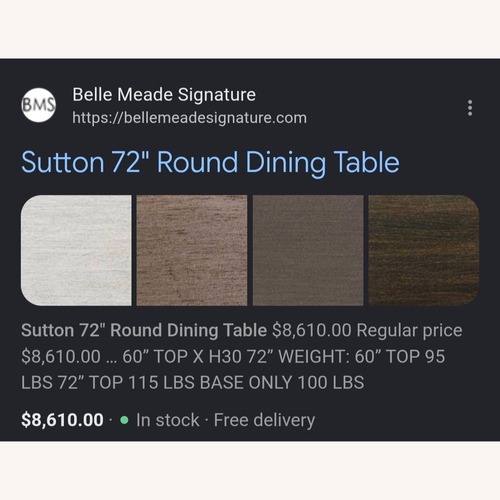 Used Belle Meade Sutton 72" Round Table for sale on AptDeco