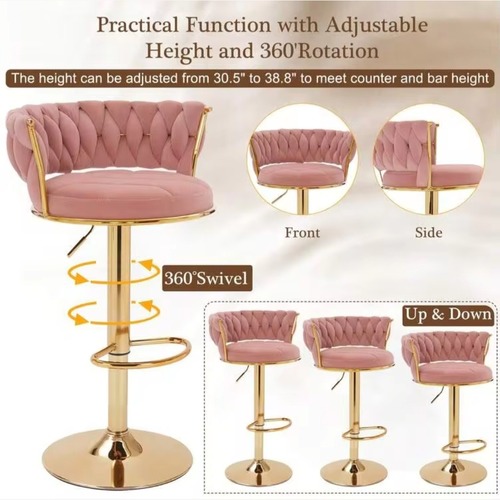 Used Bed Bath & Beyond Pink Velvet Barstools  for sale on AptDeco