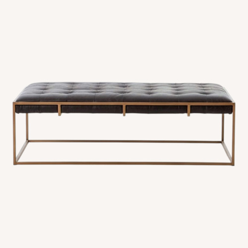 Used Four Hands Dark Brown Leather Coffee Table for sale on AptDeco