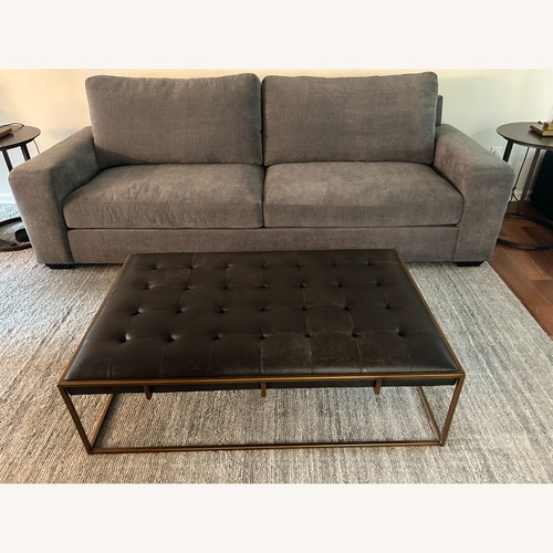 Used Four Hands Dark Brown Leather Coffee Table for sale on AptDeco