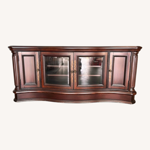Used City Dark Wood TV Stand and Cabinet for sale on AptDeco