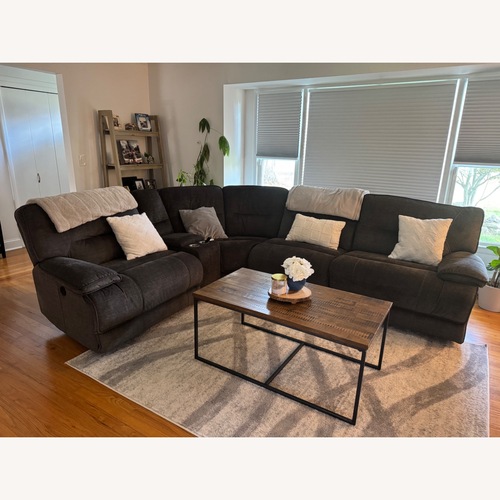 Used Pacifica Dark Gray Reclining Sectional Couch for sale on AptDeco