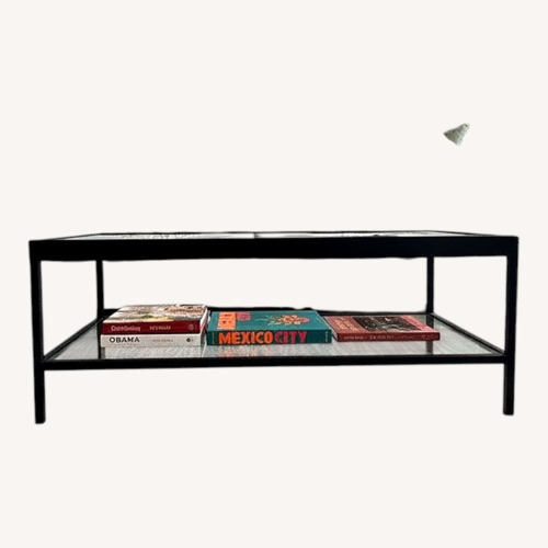 Used Black Metal + Glass Coffee Table for sale on AptDeco