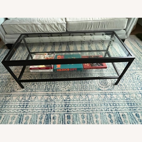 Used Black Metal + Glass Coffee Table for sale on AptDeco