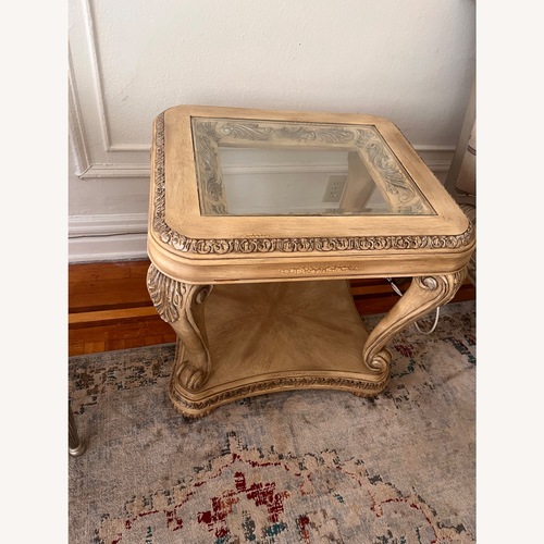 Used Schnadig Ornate Glass-Top End Table  for sale on AptDeco