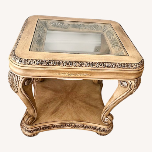 Used Schnadig Ornate Glass-Top End Table  for sale on AptDeco