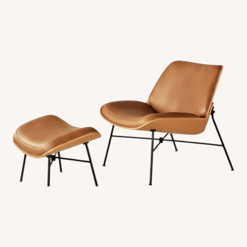 Used Burrow Light Brown Leather Accent Chair for sale on AptDeco