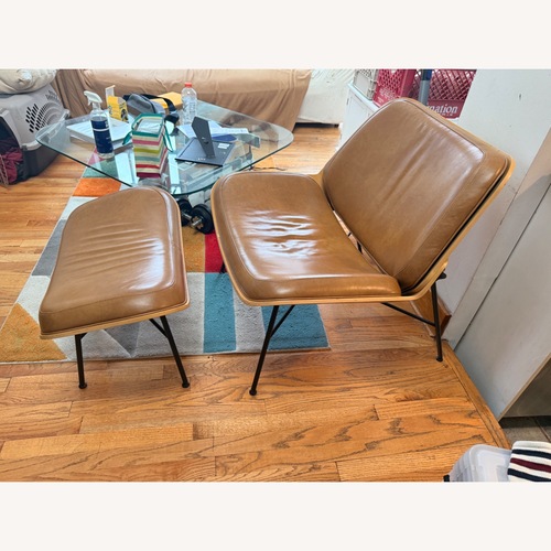Used Burrow Light Brown Leather Accent Chair for sale on AptDeco