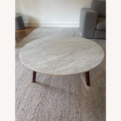 Used Article Mara 31.5 in. Marble Coffee Table Walnut for sale on AptDeco