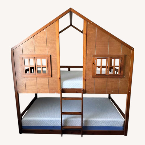 Used Light Brown Wood Bunk Bed for sale on AptDeco