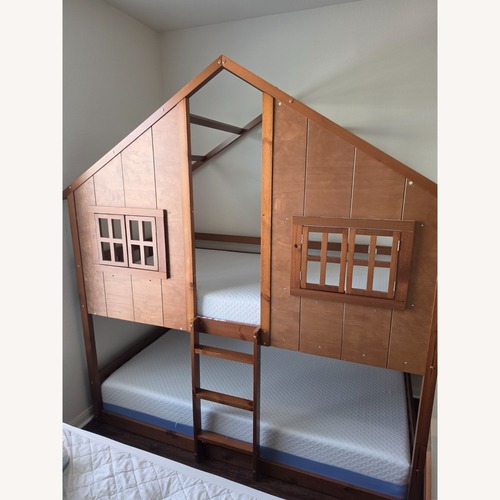 Used Light Brown Wood Bunk Bed for sale on AptDeco