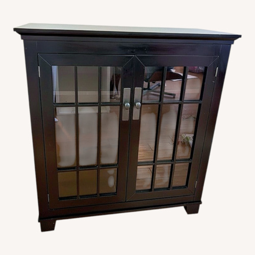 Used Crate & Barrel Windham Black Curio Glass Case Cabinet for sale on AptDeco