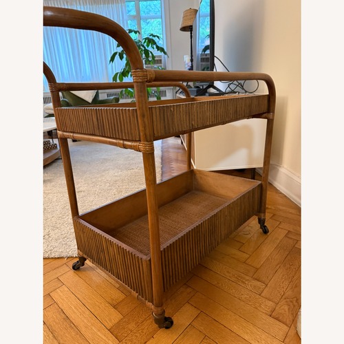 Used Light Brown Wood Bar Cart for sale on AptDeco