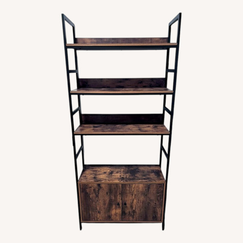 Used Industrial Ladder Bookshelf with Cabinet Storage for sale on AptDeco