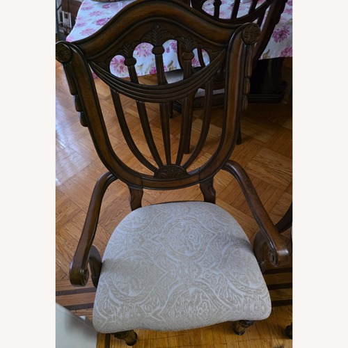 Used Dark Brown Chairs with Cream Fabric for sale on AptDeco