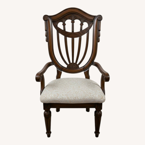 Used Dark Brown Chairs with Cream Fabric for sale on AptDeco