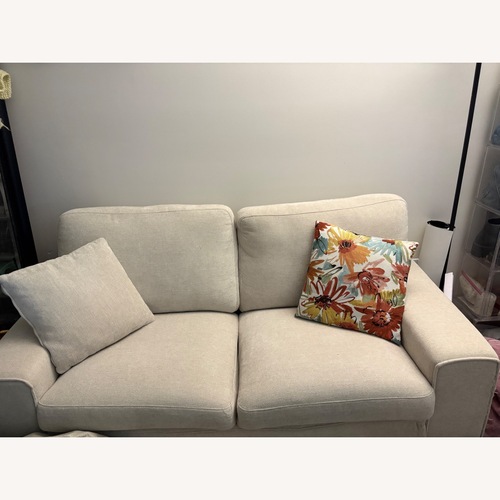 Used Amazon Light Gray Fabric 2 Seater Sofa for sale on AptDeco
