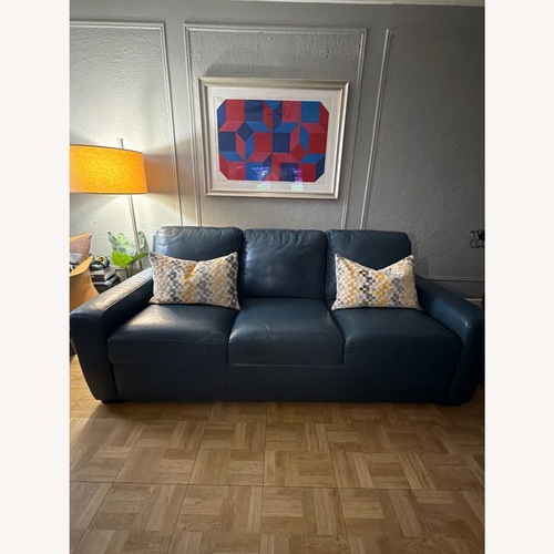 Used American Leather Blue Leather 3+ Seater Sofa for sale on AptDeco