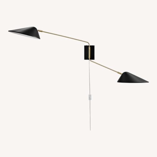 Used Wayfair Modern Black & Brass Double-Arm Wall Sconce for sale on AptDeco