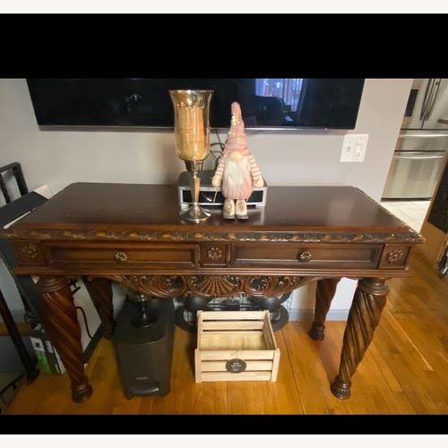 Used Vintage/Antique Dark Brown Wood Side Table for sale on AptDeco