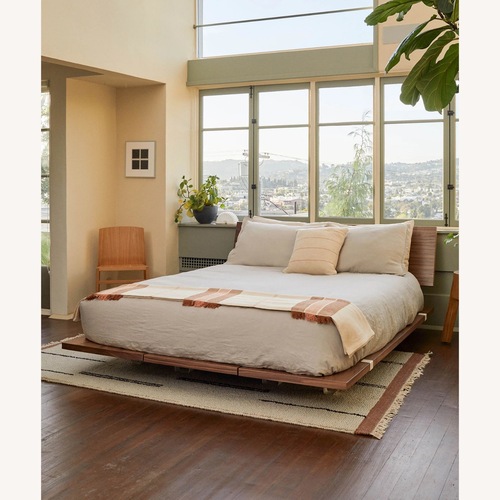 Used Floyd Full/Queen Walnut Bed with Headboard for sale on AptDeco