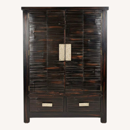 Used Asian Modern Crushed Bamboo Armoire Cabinet for sale on AptDeco