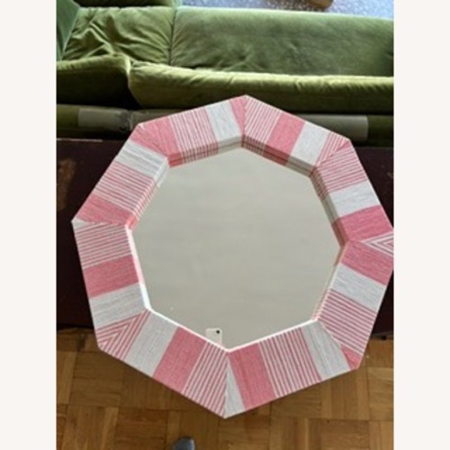 Used Rattan Pink and White Wall Mirror for sale on AptDeco