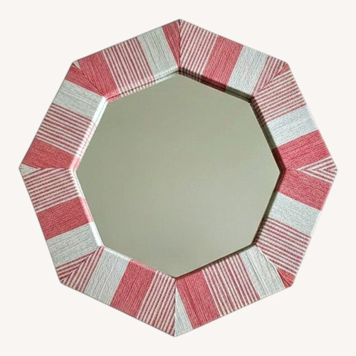 Used Rattan Pink and White Wall Mirror for sale on AptDeco