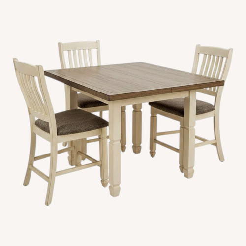 Used Brown and White Dining Table With 8 Chairs for sale on AptDeco