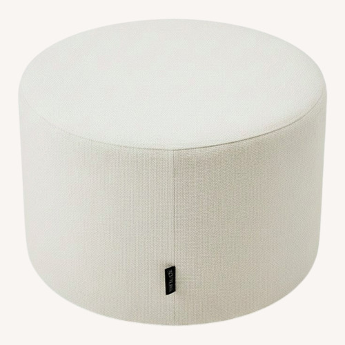 Used Softline White Wool/Felt Drum Pouf Ottoman for sale on AptDeco