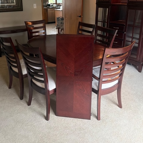 Used Dark Cherry Wood Dining Set w/Chairs for sale on AptDeco
