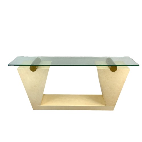 Used Vintage Modern Glass Top Console Table for sale on AptDeco