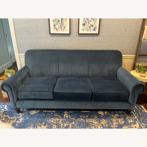 Used Bassett Blue Velvet 3+ Seater Sofa for sale on AptDeco
