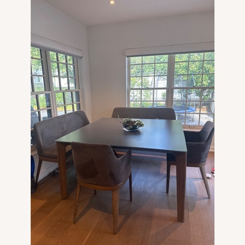 Used Dark Brown Microsuede Dining Set for sale on AptDeco