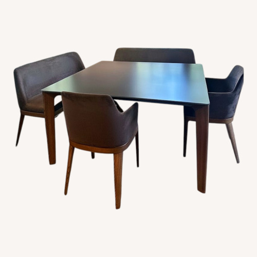Used Dark Brown Microsuede Dining Set for sale on AptDeco